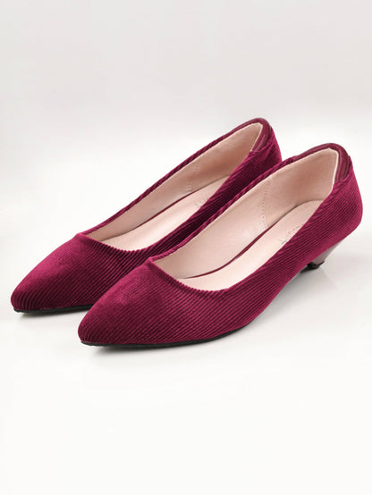 Limelight - Stripe Textured Heels - Maroon