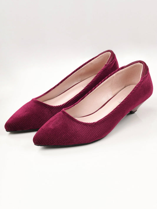 Limelight - Stripe Textured Heels - Maroon