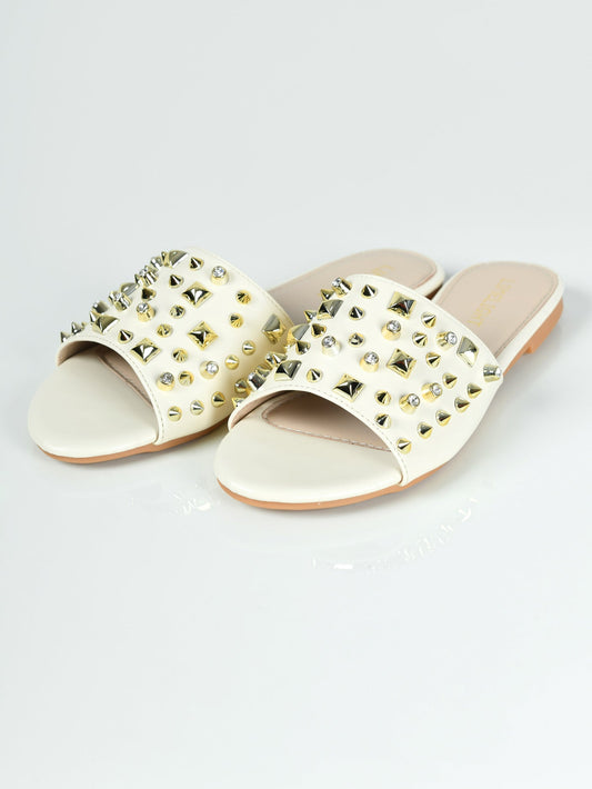 Limelight - Studded Slides - Off White