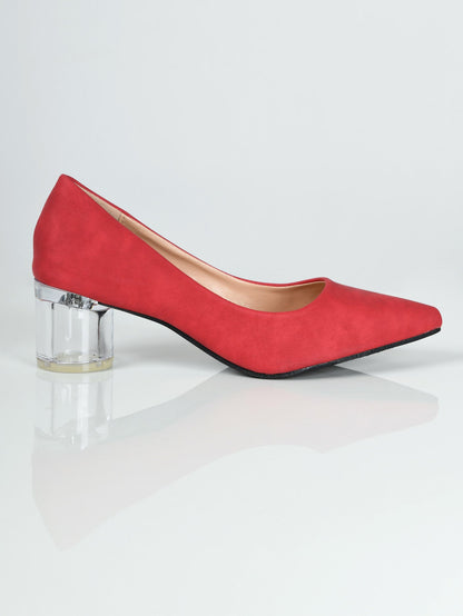 Limelight - Transparent Block Heels - Red