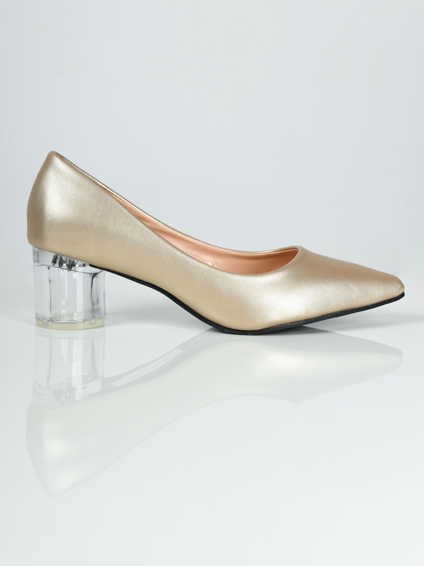 Limelight - Transparent Block Heels - Golden