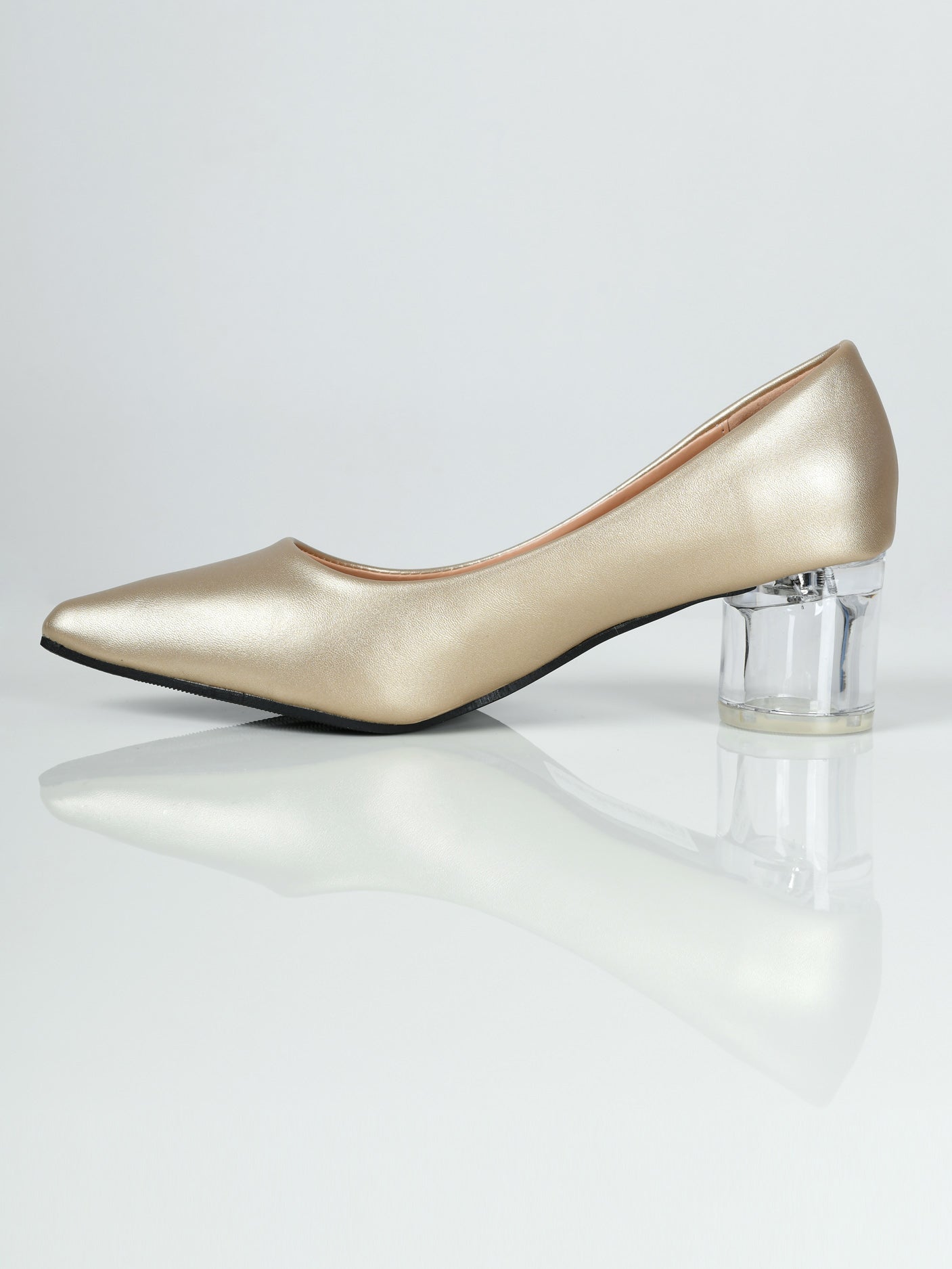 Limelight - Transparent Block Heels - Golden