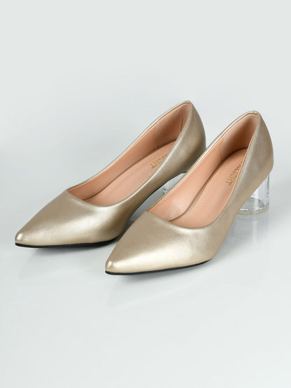 Limelight - Transparent Block Heels - Golden