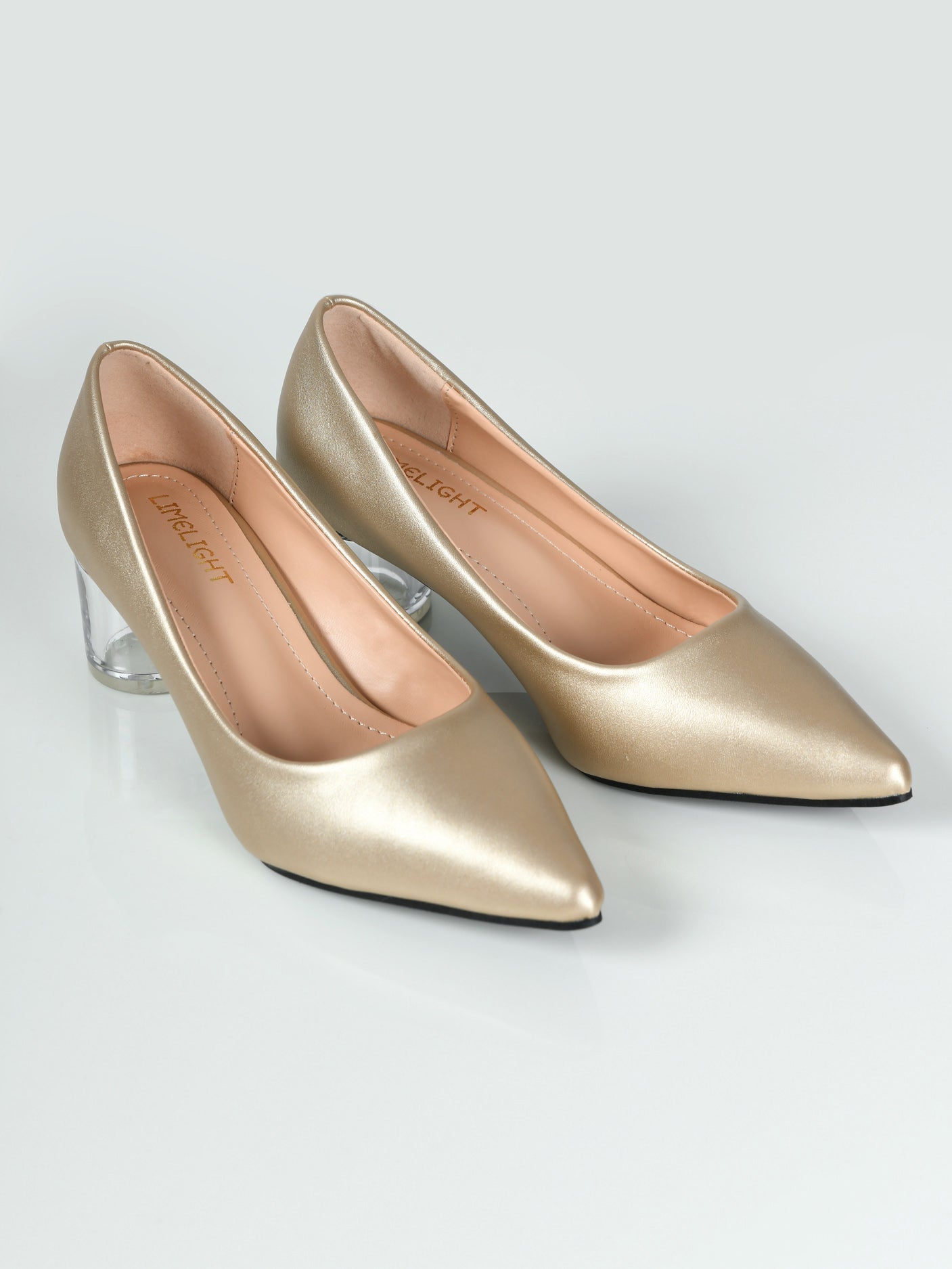 Limelight - Transparent Block Heels - Golden