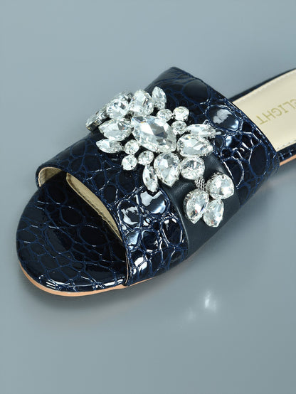 Limelight - Textured Stone Studded Flats
