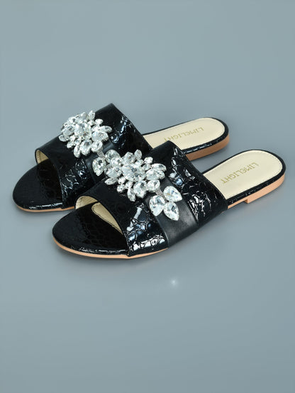 Limelight - Textured Stone Studded Flats