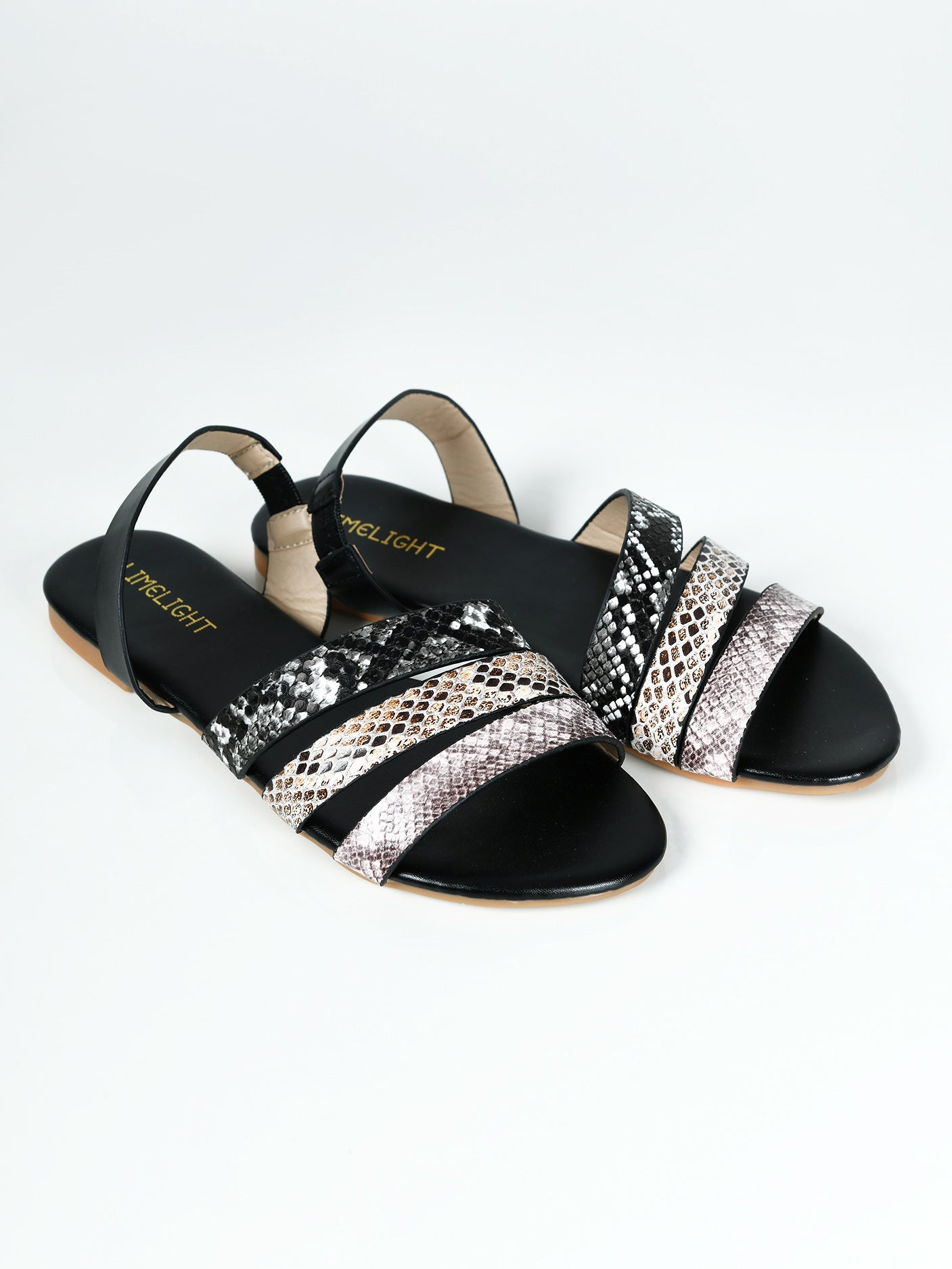 Limelight - Textured Sandals - Black and White