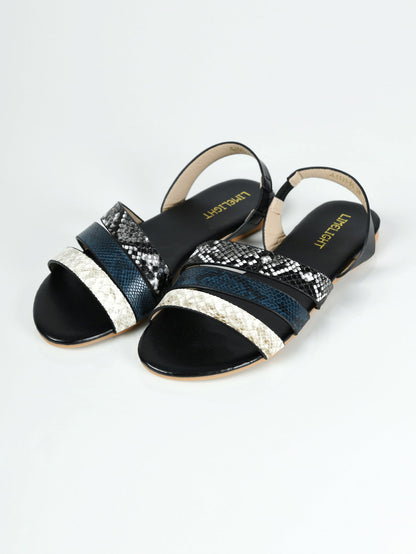 Limelight - Textured Sandals - Black and Blue