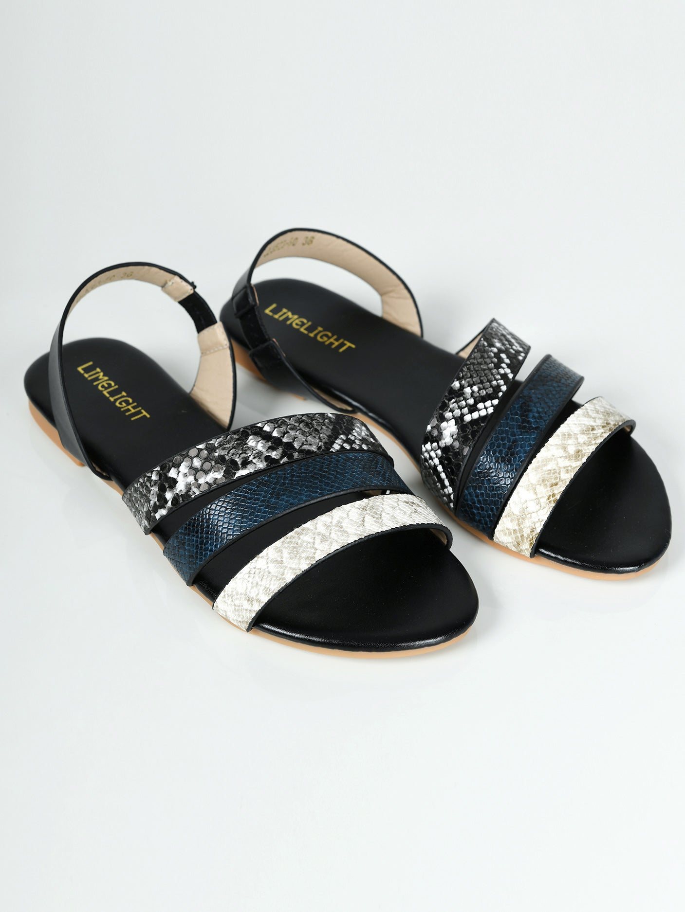 Limelight - Textured Sandals - Black and Blue