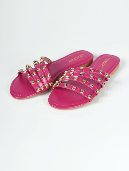 Limelight - Studded Flats - Dark Pink