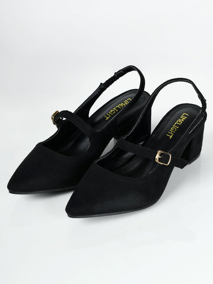 Limelight - Pointed Suede Heels - Black