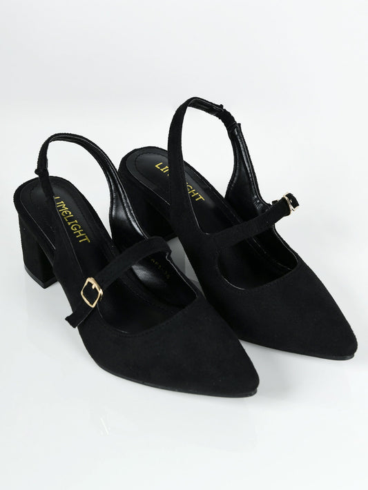 Limelight - Pointed Suede Heels - Black