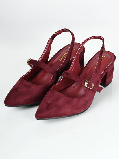 Limelight - Pointed Suede Heels - Maroon