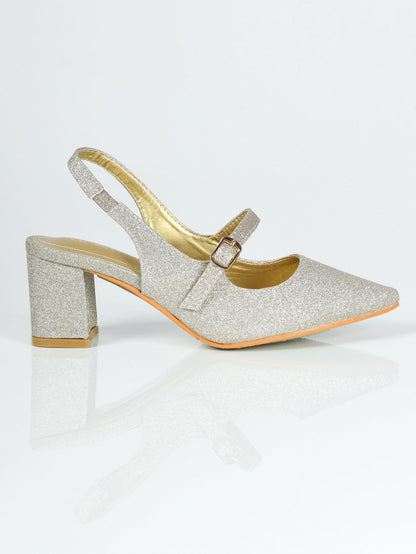 Limelight - Shiny Block Heels - Golden