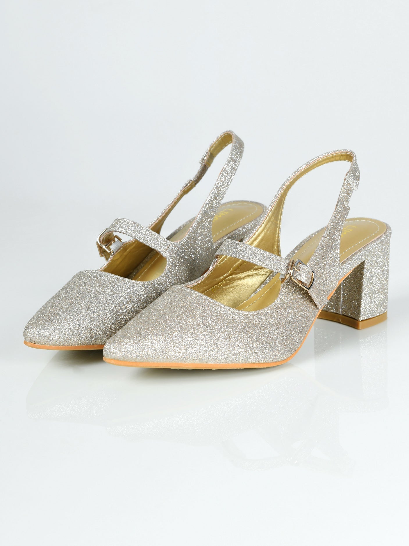 Limelight - Shiny Block Heels - Golden