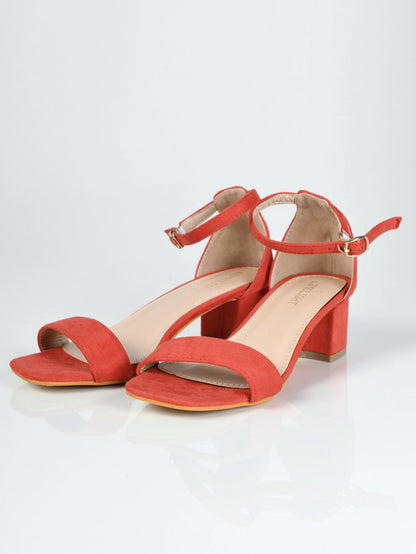 Limelight - Suede Block Heels - Red