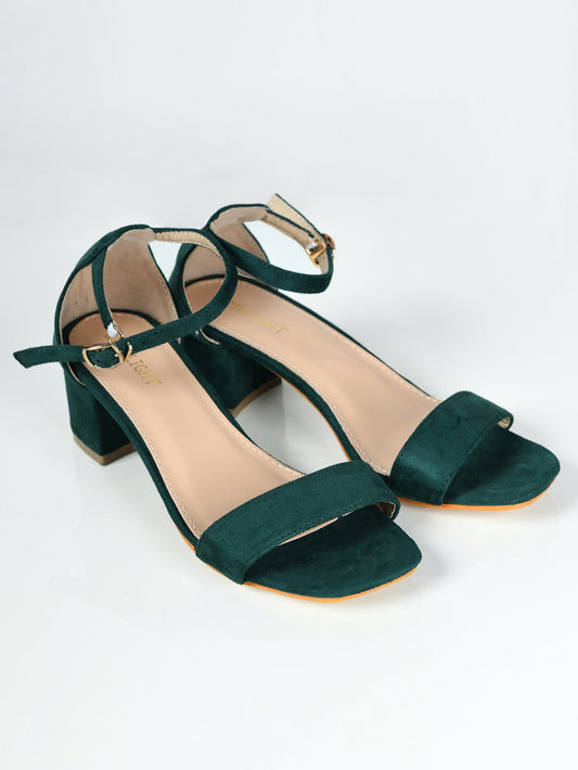 Limelight - Suede Block Heels - Green