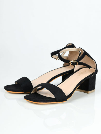 Limelight - Suede Block Heels - Black