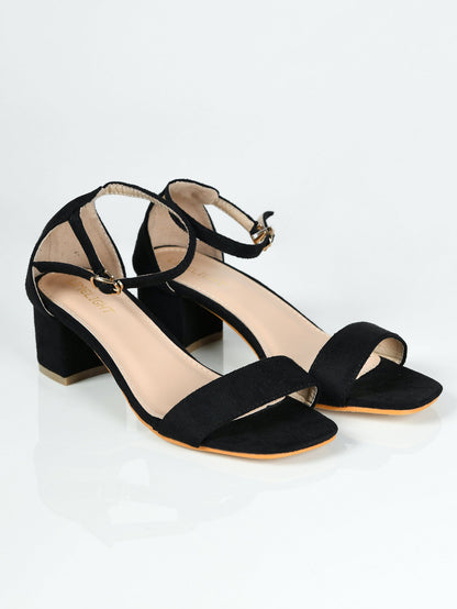 Limelight - Suede Block Heels - Black