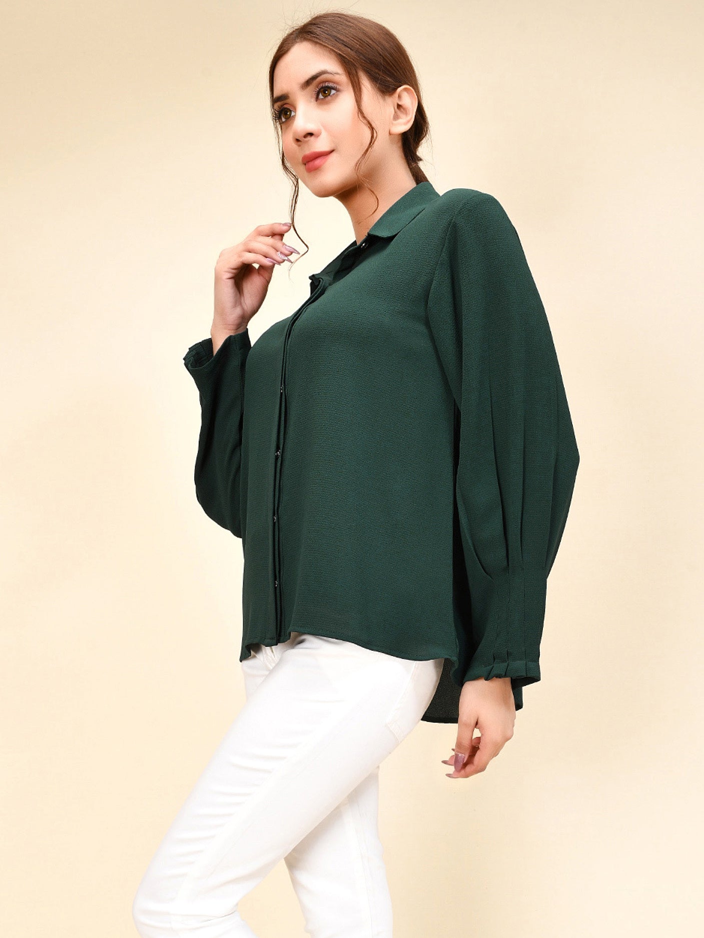 Limelight - Pleated Shirt -Green