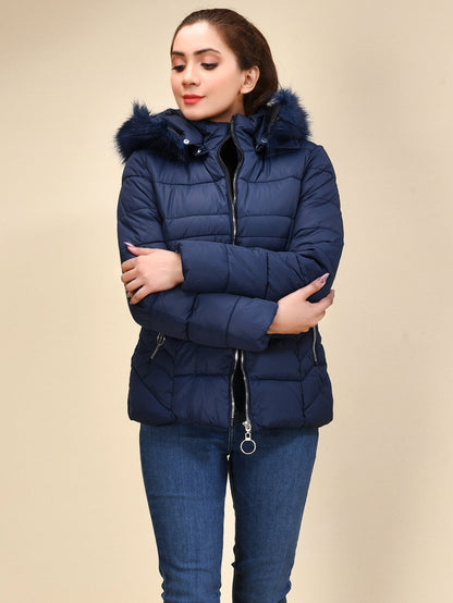 Limelight - Faux Fur Puffer Jacket - Blue