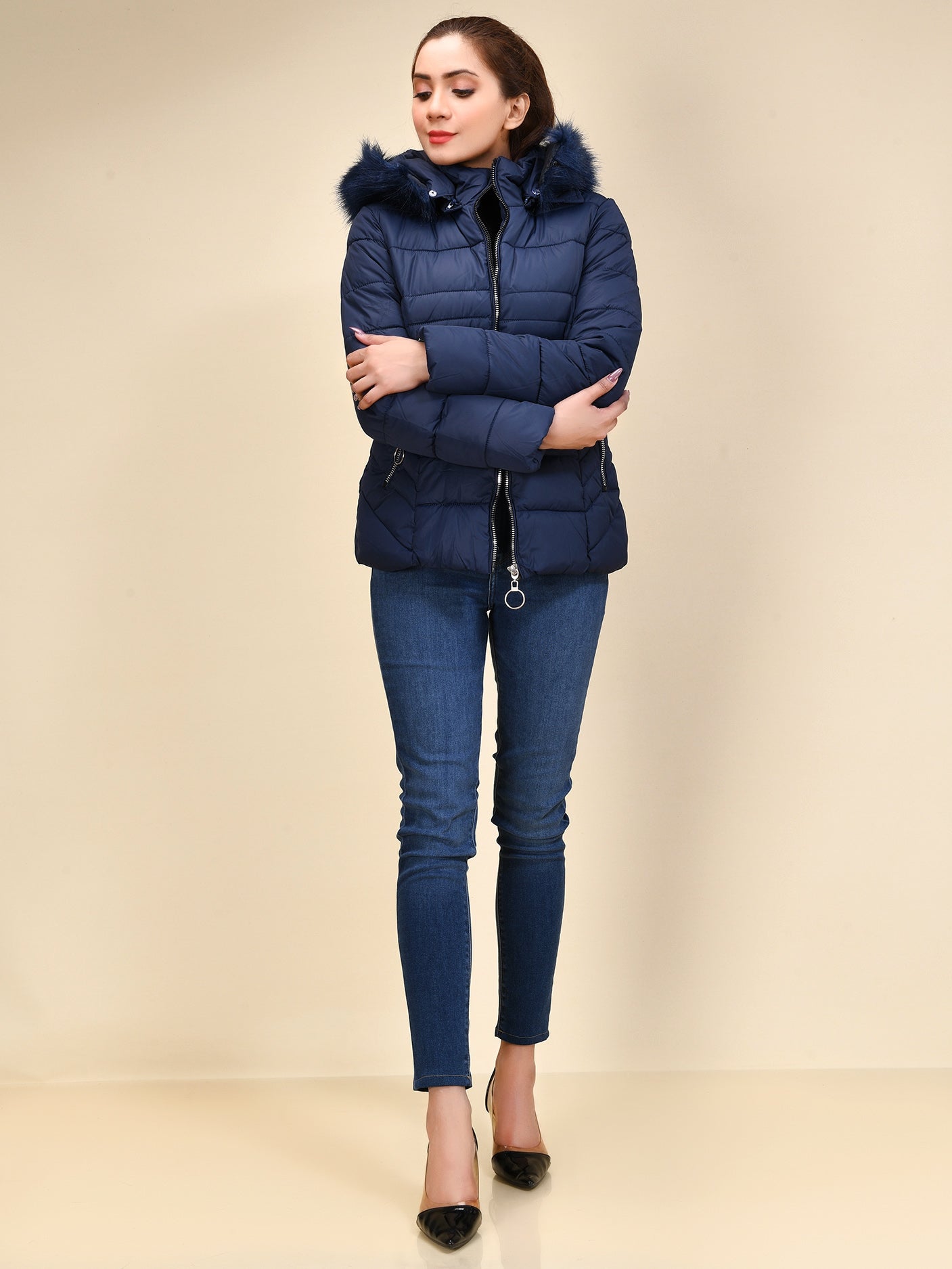 Limelight - Faux Fur Puffer Jacket - Blue