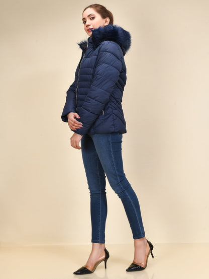 Limelight - Faux Fur Puffer Jacket - Blue