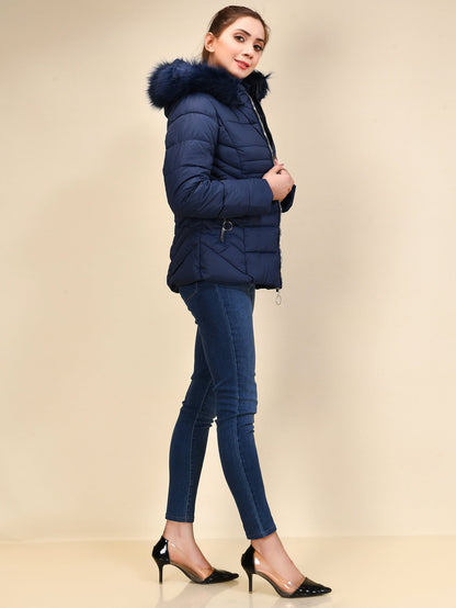 Limelight - Faux Fur Puffer Jacket - Blue