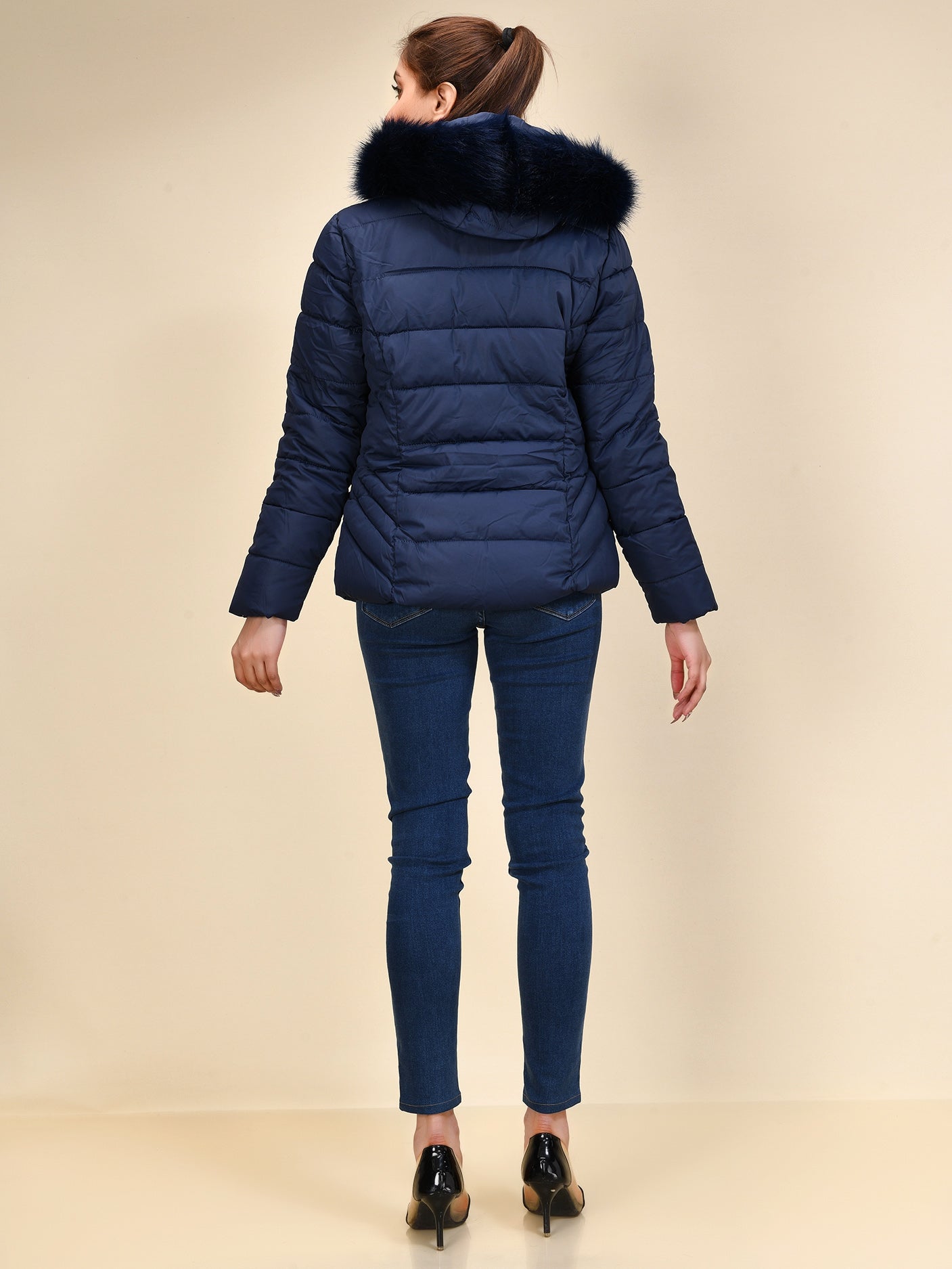 Limelight - Faux Fur Puffer Jacket - Blue