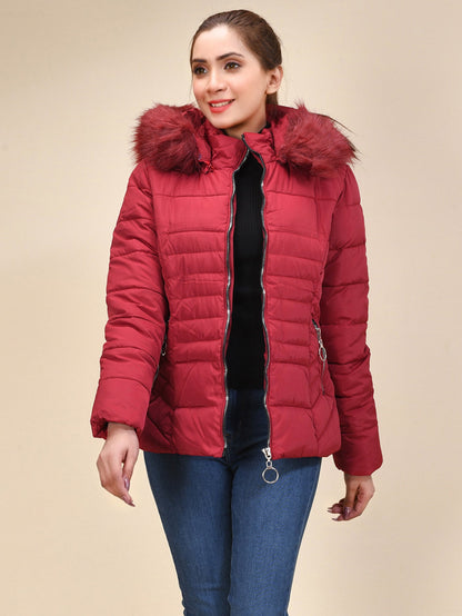 Limelight - Faux Fur Puffer Jacket - Red