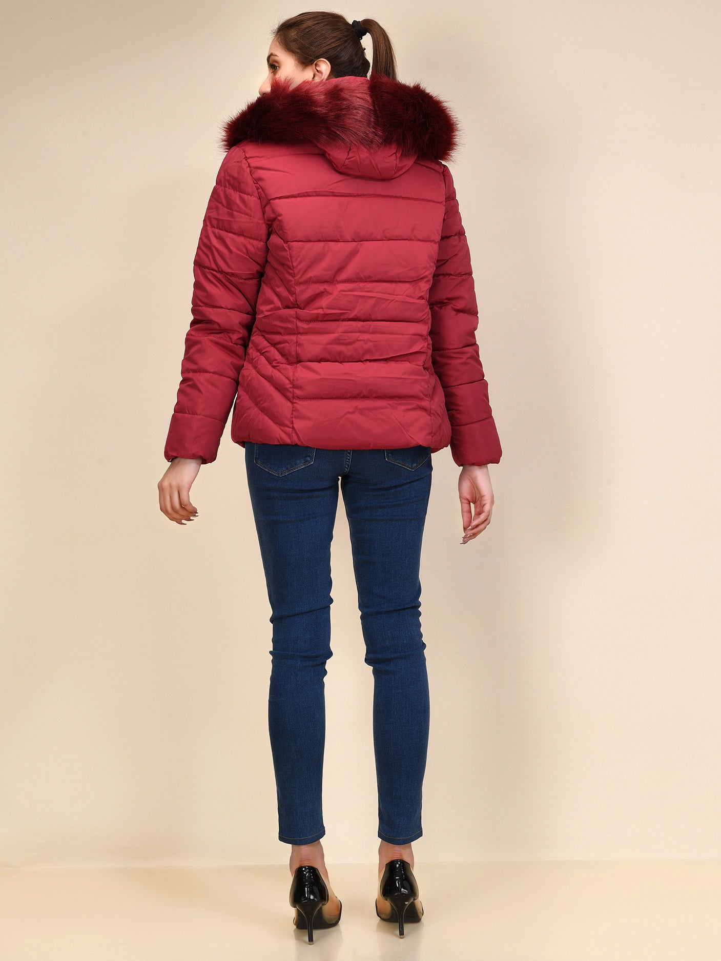 Limelight - Faux Fur Puffer Jacket - Red