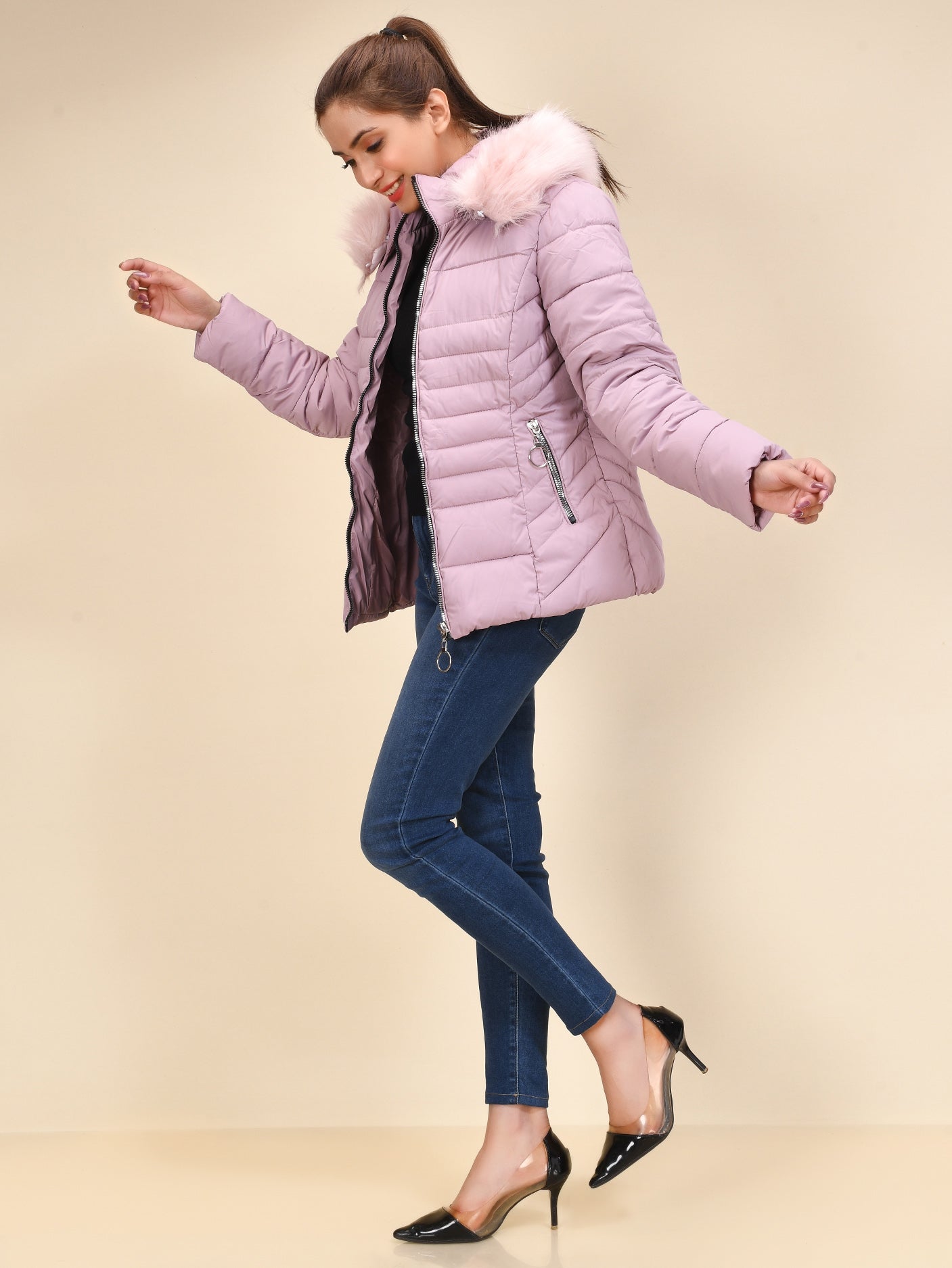 Limelight - Faux Fur Puffer Jacket - Pink