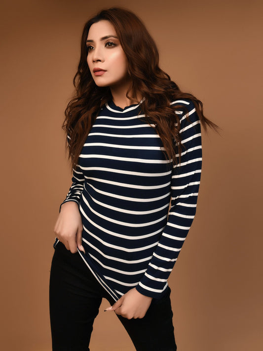 Limelight - Striped Mockneck Top