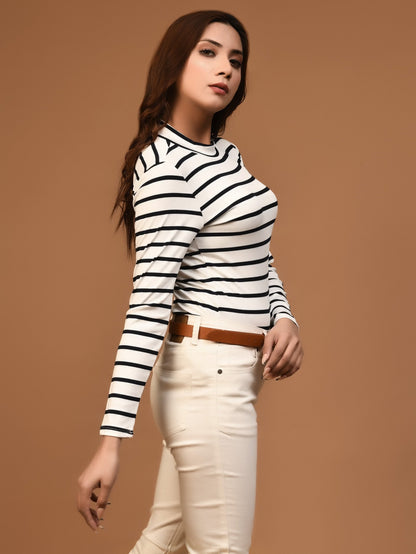 Limelight - Striped Mockneck Top