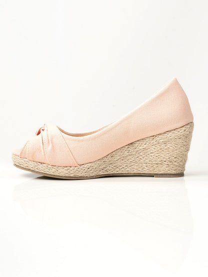 Limelight - Knotted Weave Wedges - Light Peach