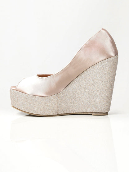 Limelight - Satin Glitter Wedges - Light Golden