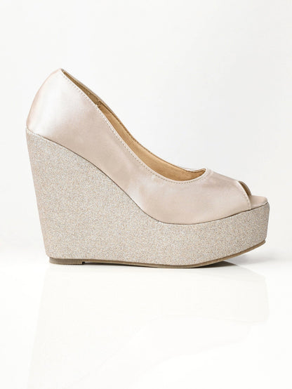 Limelight - Satin Glitter Wedges - Light Golden