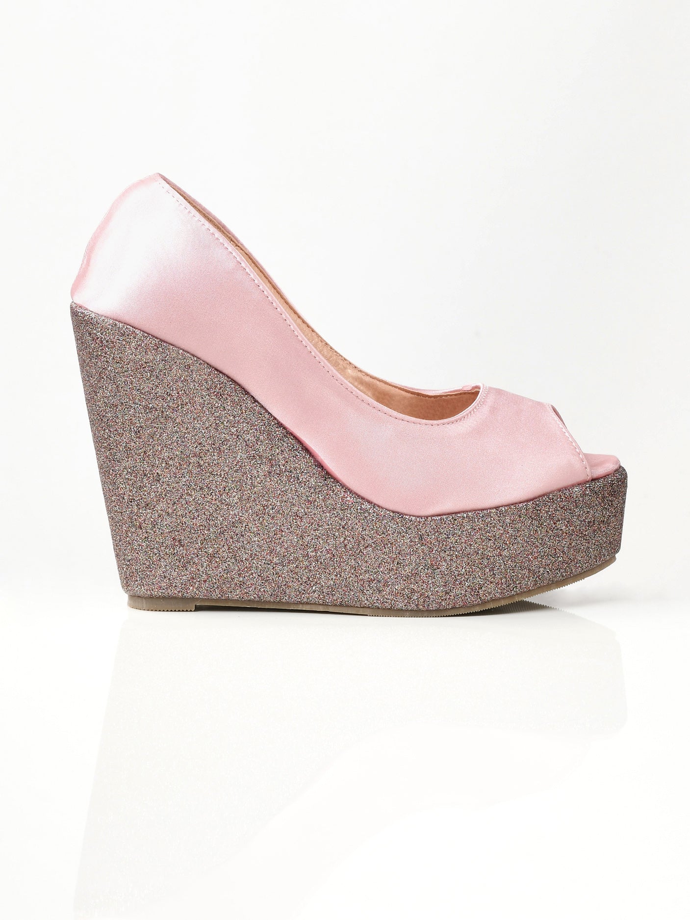 Limelight - Satin Glitter Wedges - Pink