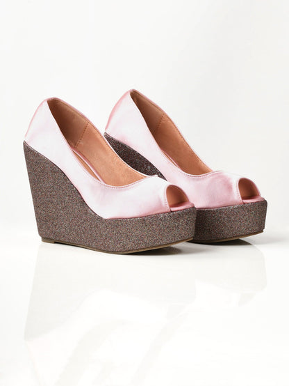 Limelight - Satin Glitter Wedges - Pink