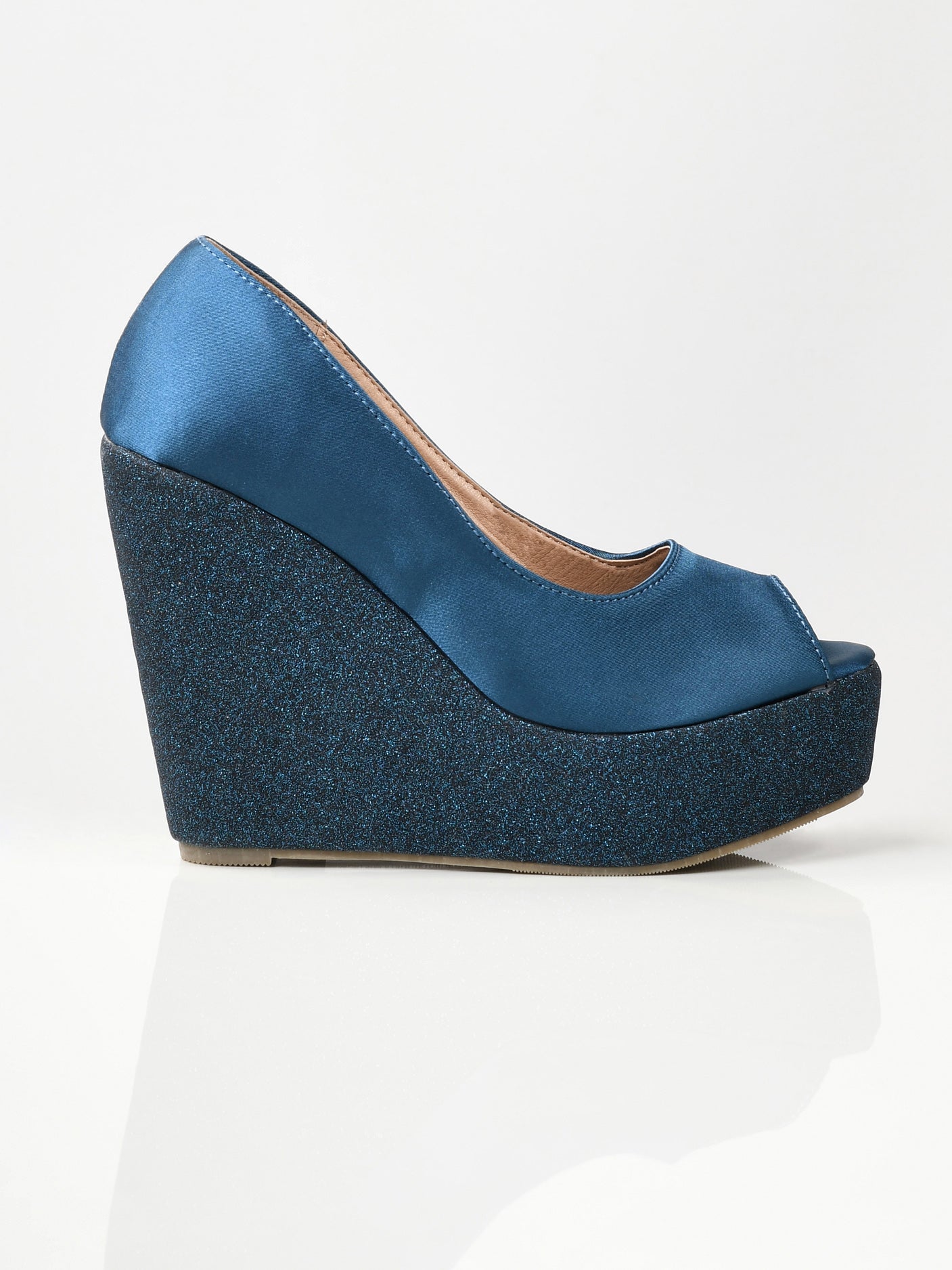 Limelight - Satin Glitter Wedges - Blue