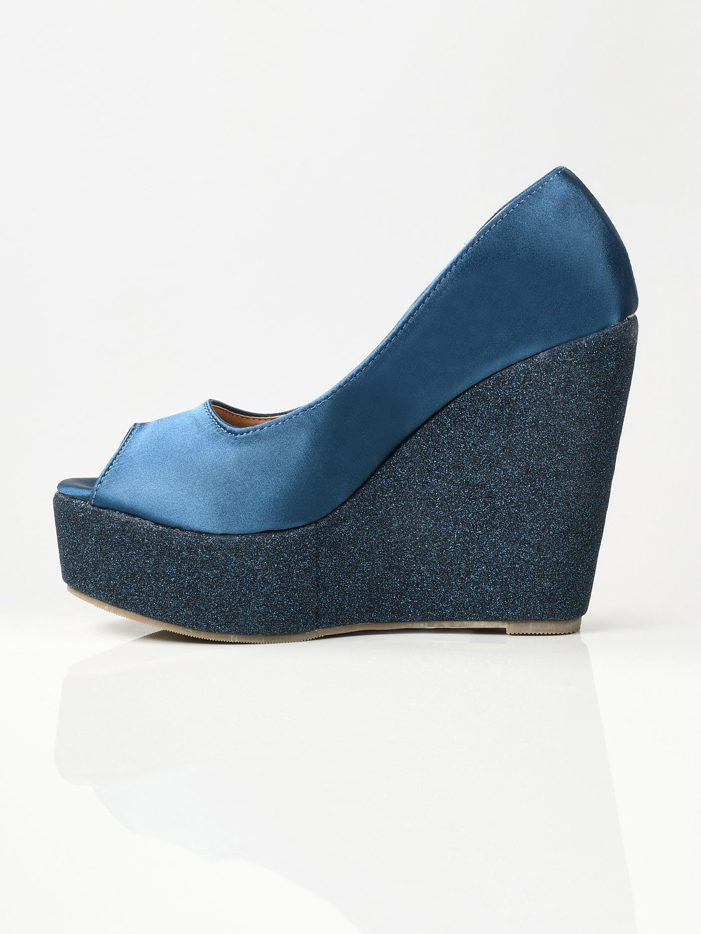 Limelight - Satin Glitter Wedges - Blue