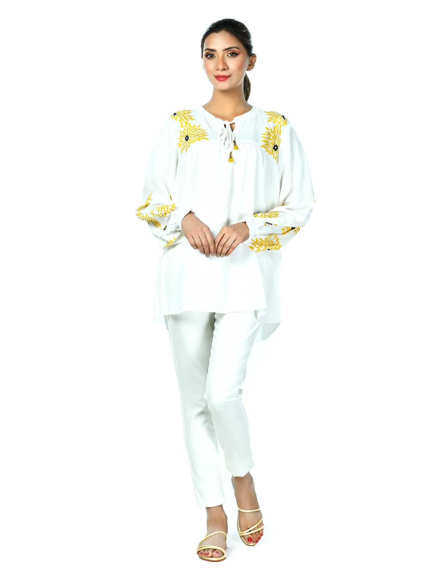 Limelight - Embroidered White Grip Top