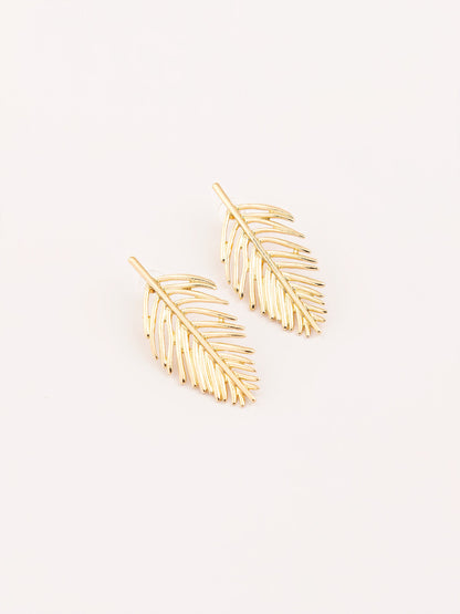 Golden Leaf Stud Earrings