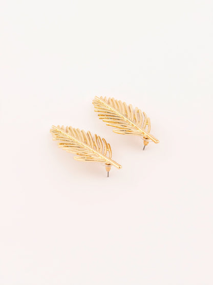 Golden Leaf Stud Earrings