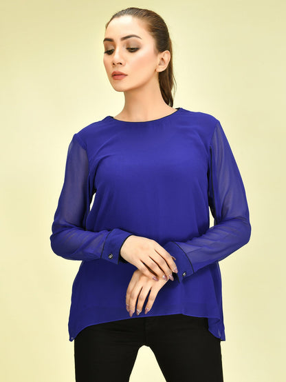 Limelight - Basic Chiffon Top - Blue