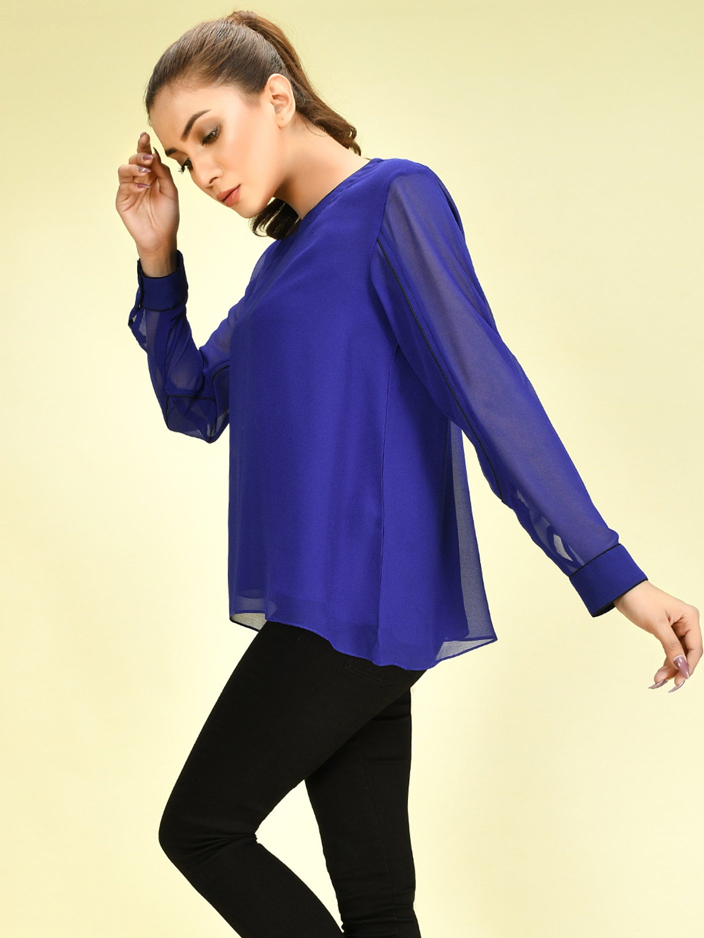 Limelight - Basic Chiffon Top - Blue