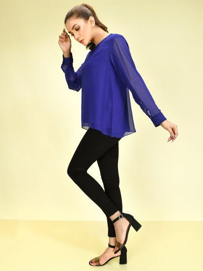 Limelight - Basic Chiffon Top - Blue