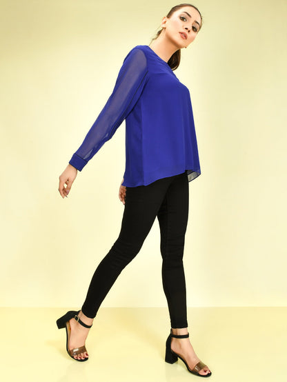 Limelight - Basic Chiffon Top - Blue