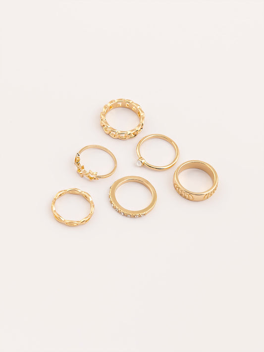 Metallic Gold Ring Set