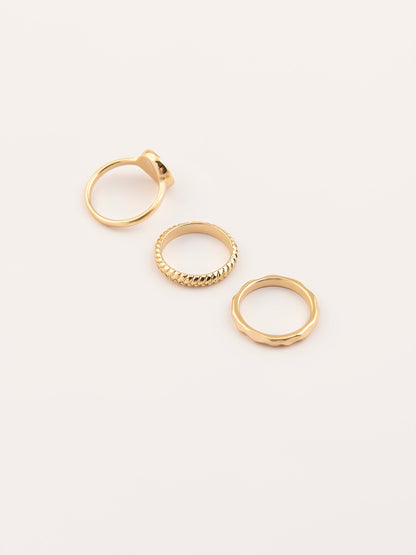 Metallic Bold Ring Set